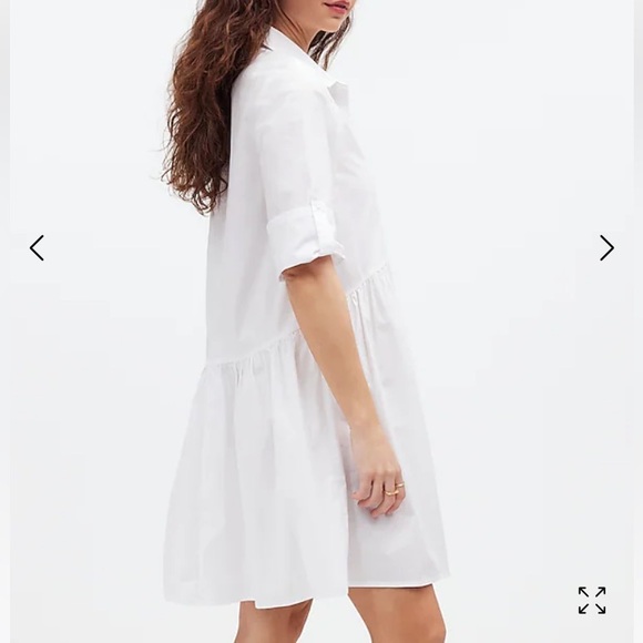 NWT Madewell MEDIUM Button Front Mini Shirtdress in Poplin White - Picture 3 of 9
